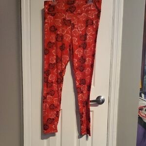 LuLaRoe Red Leggings With Eagle Heads